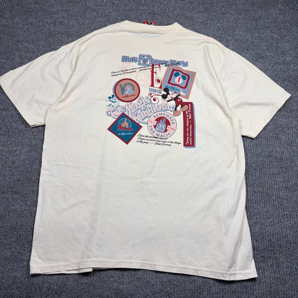 Vintage Walt Disney Shirt Men's XL World 25th Anniversary Cream Mickey Inc USA
